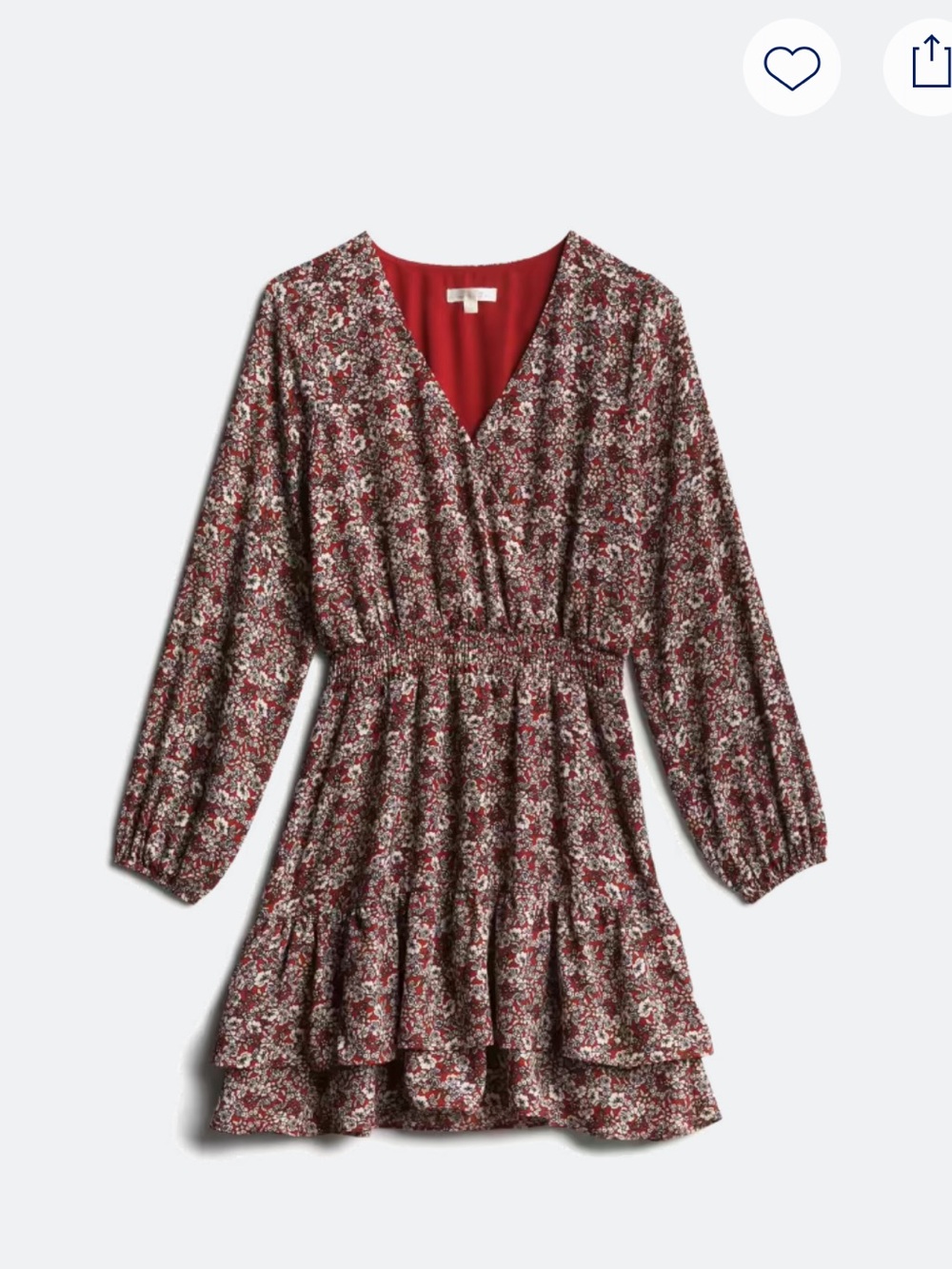 nine britton Burgundy Floral V-Neck Tiered Long Sleeve Dress size medium.